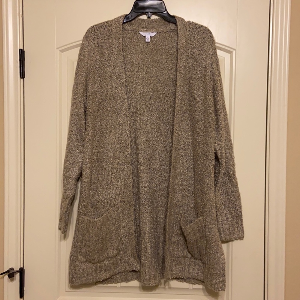 Long knit light brown cardigan